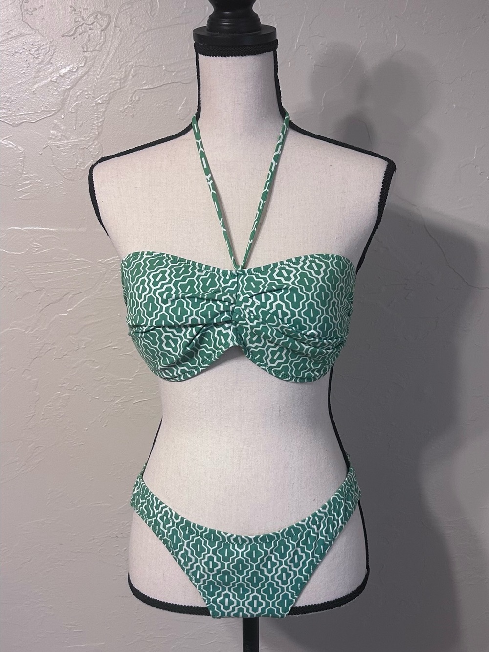 Banana Republic Green Geometric Bandeau Bikini Set